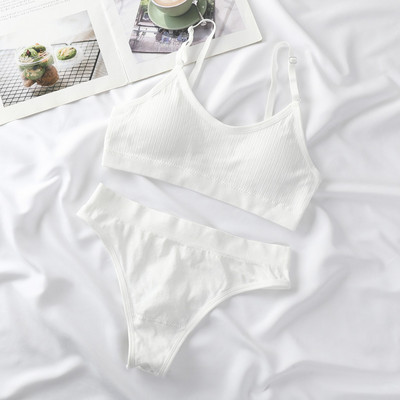 Set de 2 bucăți pentru femei, sutien fără sudură, chiloți, sutien sport elastic elastic, slip, stil, chiloți, bralette, crop top, set de lenjerie intimă