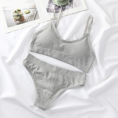 Set de 2 bucăți pentru femei, sutien fără sudură, chiloți, sutien sport elastic elastic, slip, stil, chiloți, bralette, crop top, set de lenjerie intimă