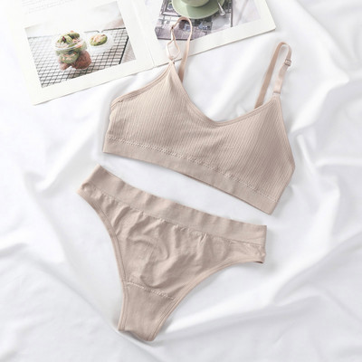 Set de 2 bucăți pentru femei, sutien fără sudură, chiloți, sutien sport elastic elastic, slip, stil, chiloți, bralette, crop top, set de lenjerie intimă