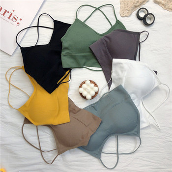 Sexy Tank Top Corset Beauty Back Vest Crop Tee Padded Cross Straps Camisole Feminino top Cami Soutien Gorge нижнее белье женское