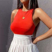 Moodne kaelus, suvine varrukateta seksikas bodi, 2020. aasta õlgadeta kehatopsid Tänavarõivad, vabaaja kommivärvi bodid