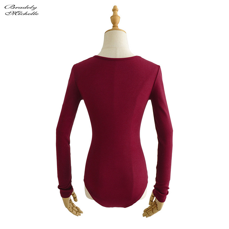 BRADELY MICHELLE Moda sexy pentru femei cu mânecă lungă Topuri adânci cu gâtul O Salopete pentru femeie salopete de stradă Salopete solide din tricot