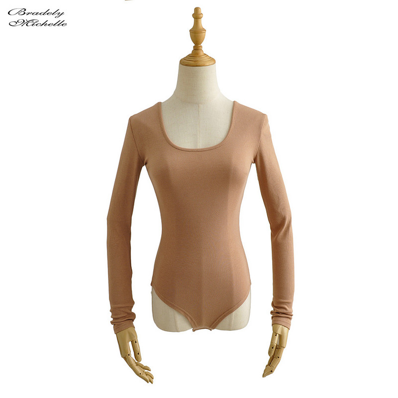 BRADELY MICHELLE Moda sexy pentru femei cu mânecă lungă Topuri adânci cu gâtul O Salopete pentru femeie salopete de stradă Salopete solide din tricot