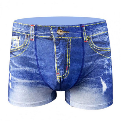 Slip bărbați Lenjerie de corp Imprimare 3D Boxer Denim Model Bărbați Blugi falși Pantaloni scurți Chiloți respirabili pentru bărbați
