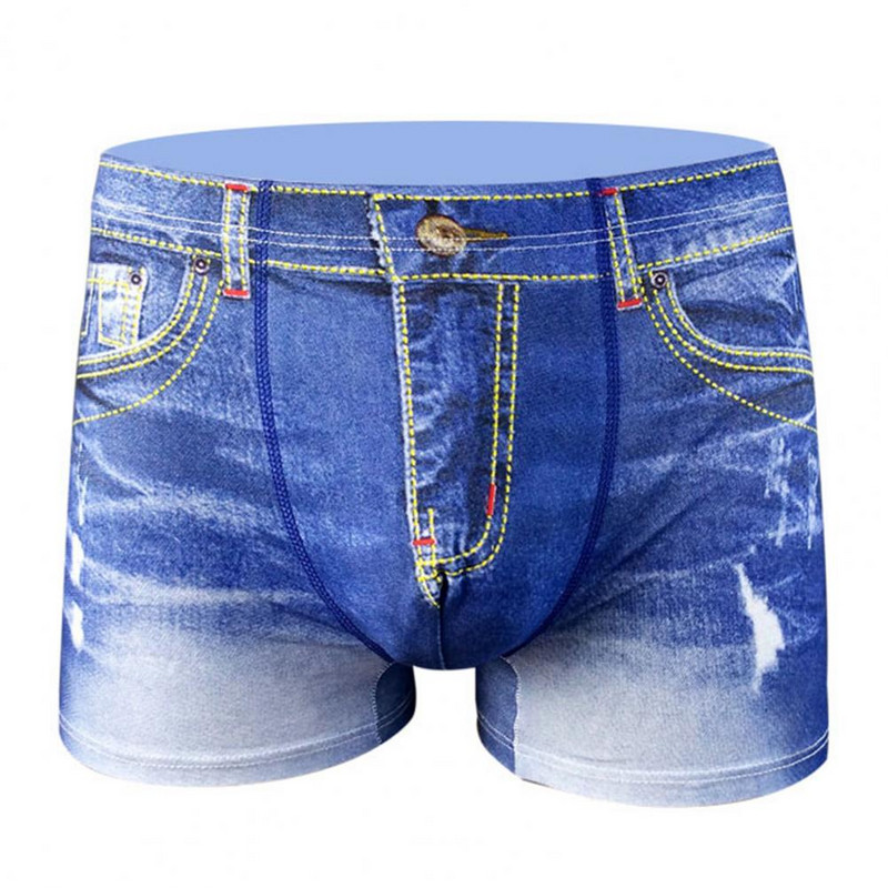 Slip bărbați Lenjerie de corp Imprimare 3D Boxer Denim Model Bărbați Blugi falși Pantaloni scurți Chiloți respirabili pentru bărbați