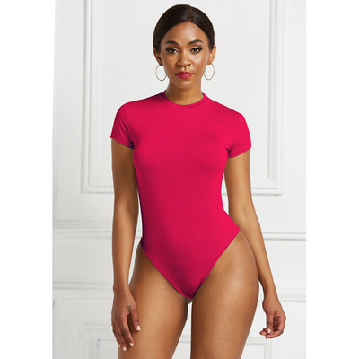 2021. Seksi ženski bodi kratkih rukava s O izrezom Otvoreni osnovni bijeli crni crveni kombinezoni Ženski gornji dio tijela Skinny Rompers Ženske