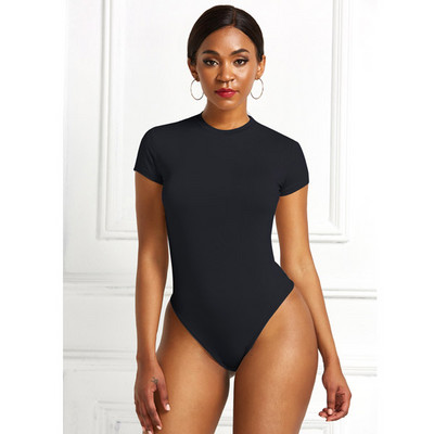 2021. Seksi ženski bodi kratkih rukava s O izrezom Otvoreni osnovni bijeli crni crveni kombinezoni Ženski gornji dio tijela Skinny Rompers Ženske