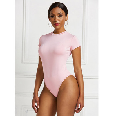 2021. Seksi ženski bodi kratkih rukava s O izrezom Otvoreni osnovni bijeli crni crveni kombinezoni Ženski gornji dio tijela Skinny Rompers Ženske