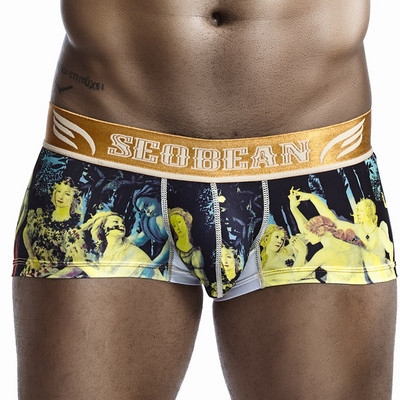 SEOBEAN Sexy ανδρικά εσώρουχα calzoncillos Ανδρικά μπόξερ με πιτζάμα με στάμπα δυτικού στυλ ανδρικά μποξερ σορτς