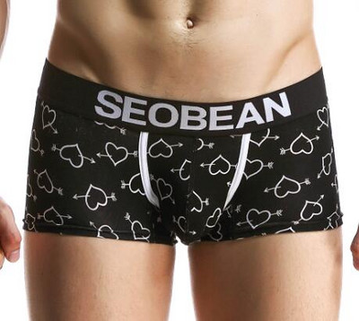 SEOBEAN Men Uus Puuvillane ropa sisustus Bokser Aluspesu calson homme Heart Printed Red boxer hombre algodon calzoncillo hombre lote