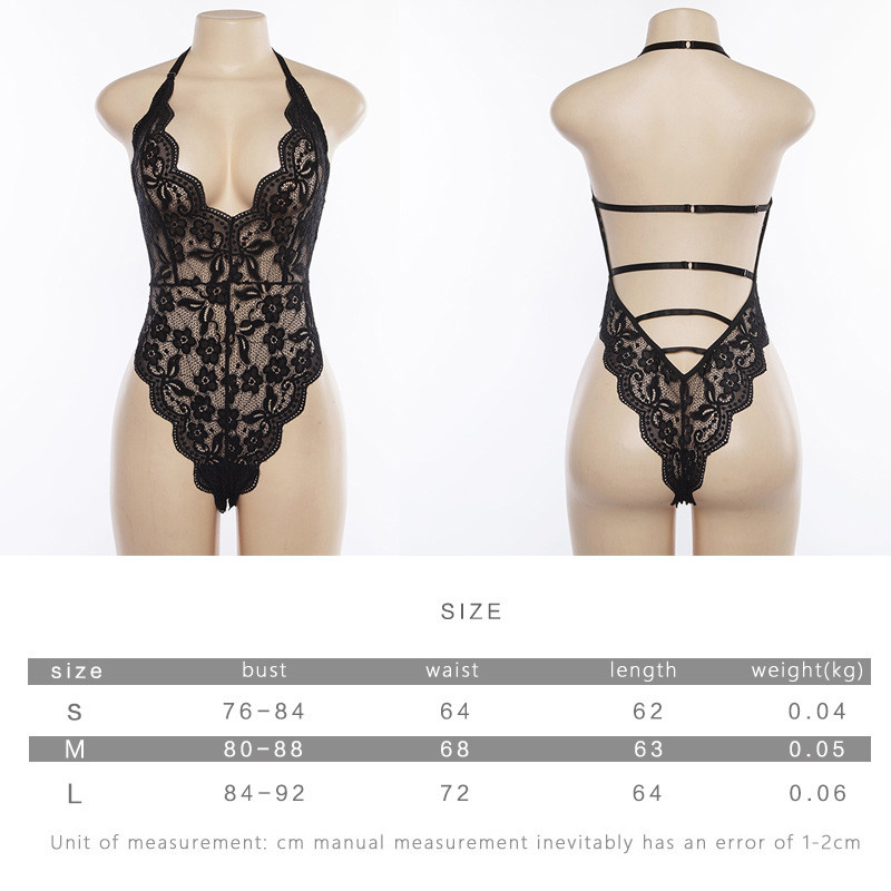 Mežģīņu bodijs bez atzveltnes caurspīdīgs sieviešu ķermenis, seksīgi teddiji, izliekti kombinezoni sieviešu dziļi V caurspīdīgi bodiji