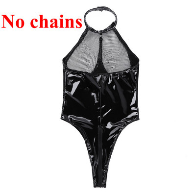 Seksikad lakknahast bodid Naiste varrukateta võrk, rinnatükk Monokinid päitsetega kaela tõmblukk avatud jalgevahega trikoo ööklubi kombinesoon