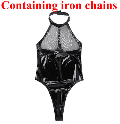 Seksikad lakknahast bodid Naiste varrukateta võrk, rinnatükk Monokinid päitsetega kaela tõmblukk avatud jalgevahega trikoo ööklubi kombinesoon
