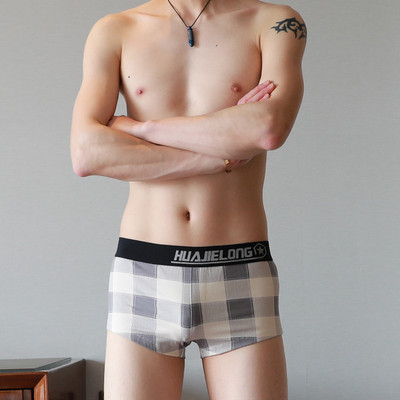 [Bloom the love] Νέο καρό βαμβακερό Boxer Ανδρικά Εσώρουχα Ανδρικά Cuecas Masculina Bokserki Man Boxers Μπόξερ Σορτς Μέγεθος M-2XL 042602