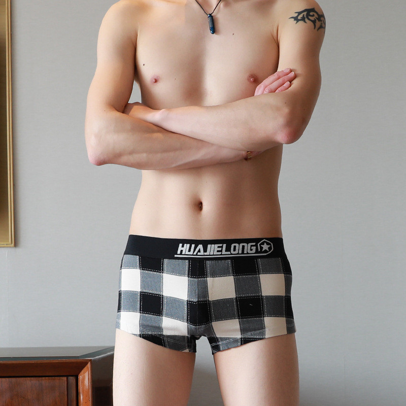 [Bloom the love] Νέο καρό βαμβακερό Boxer Ανδρικά Εσώρουχα Ανδρικά Cuecas Masculina Bokserki Man Boxers Μπόξερ Σορτς Μέγεθος M-2XL 042602