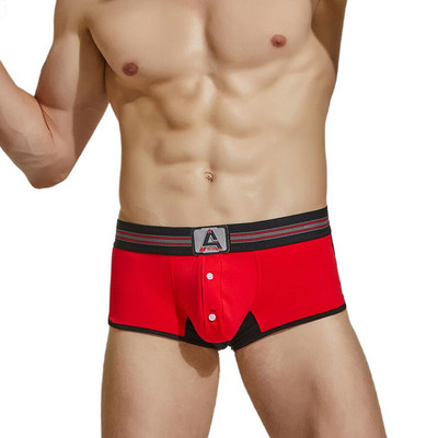 SEOBEAN Boxeri pentru bărbați Lenjerie de corp din bumbac Boxer Shorts Arrow Chiloți Button U convex Design Home Lounge Shorts Pantaloni scurți de pijama