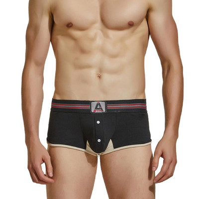 SEOBEAN Boxeri pentru bărbați Lenjerie de corp din bumbac Boxer Shorts Arrow Chiloți Button U convex Design Home Lounge Shorts Pantaloni scurți de pijama