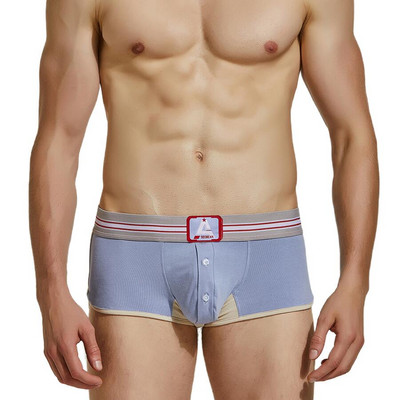 SEOBEAN Boxeri pentru bărbați Lenjerie de corp din bumbac Boxer Shorts Arrow Chiloți Button U convex Design Home Lounge Shorts Pantaloni scurți de pijama