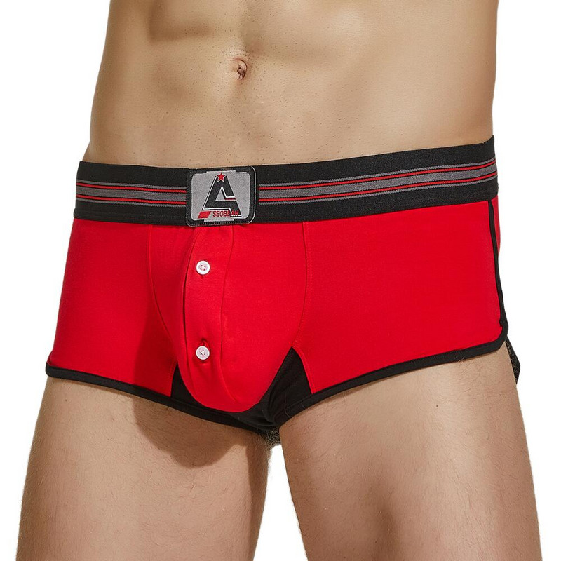 SEOBEAN Boxeri pentru bărbați Lenjerie de corp din bumbac Boxer Shorts Arrow Chiloți Button U convex Design Home Lounge Shorts Pantaloni scurți de pijama