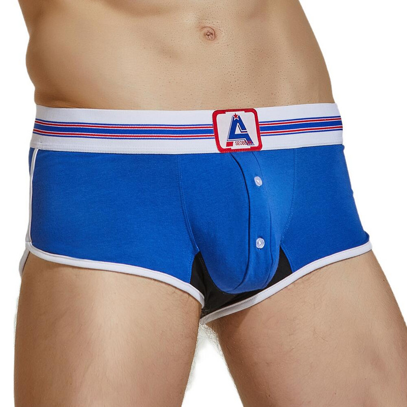 SEOBEAN Boxeri pentru bărbați Lenjerie de corp din bumbac Boxer Shorts Arrow Chiloți Button U convex Design Home Lounge Shorts Pantaloni scurți de pijama