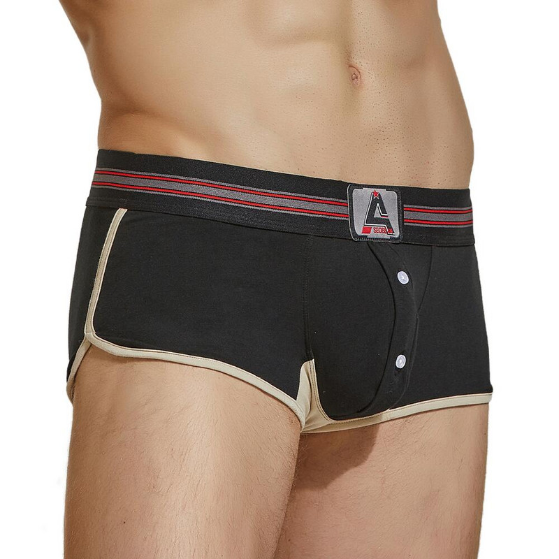 SEOBEAN Boxeri pentru bărbați Lenjerie de corp din bumbac Boxer Shorts Arrow Chiloți Button U convex Design Home Lounge Shorts Pantaloni scurți de pijama