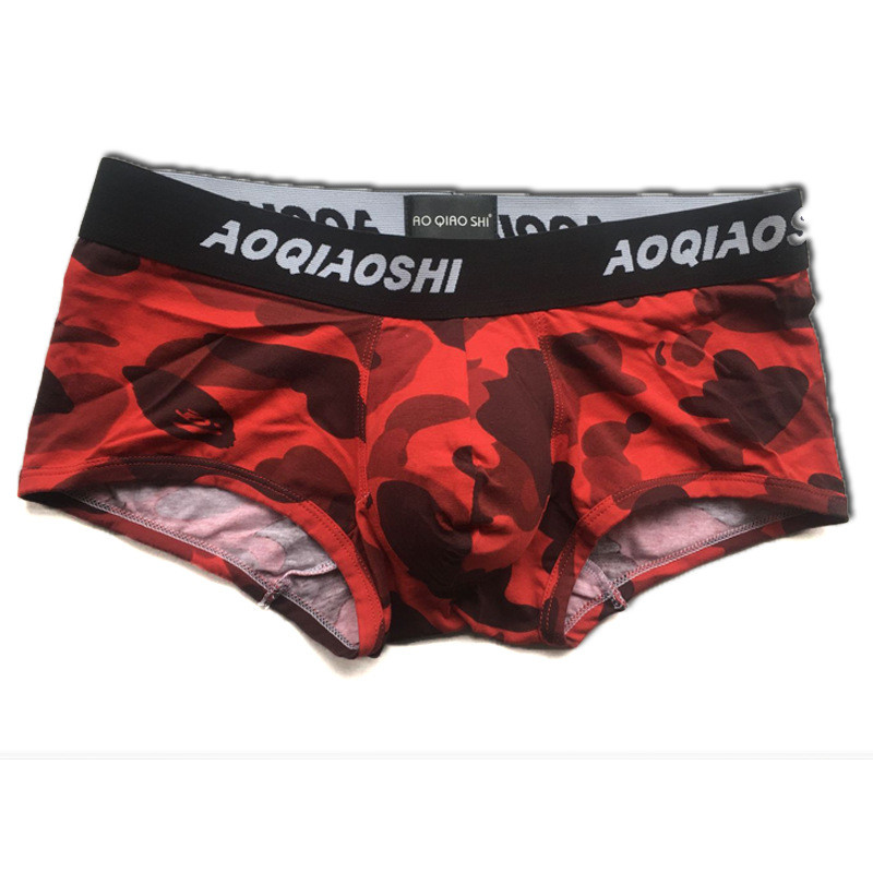 Lenjerie de corp din bumbac, respirabilă, pantaloni scurți de camuflaj, boxer pentru bărbați, cu talie joasă, husă confortabilă, boxershorts, sexy, pentru bărbați.
