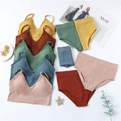 Σετ σουτιέν Top εσώρουχα χωρίς ραφές Σετ γυναικεία εσώρουχα Wireless σουτιέν Crop Top Γυναικεία σώβρακα Μαλακά εσώρουχα Bralette