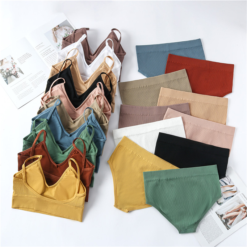 Σετ σουτιέν Top εσώρουχα χωρίς ραφές Σετ γυναικεία εσώρουχα Wireless σουτιέν Crop Top Γυναικεία σώβρακα Μαλακά εσώρουχα Bralette