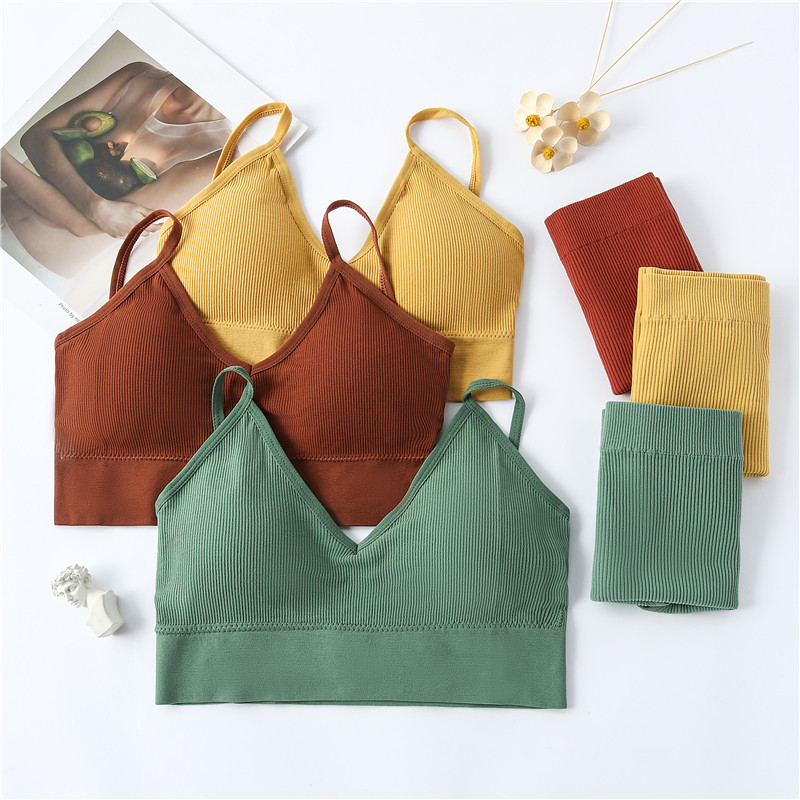 Σετ σουτιέν Top εσώρουχα χωρίς ραφές Σετ γυναικεία εσώρουχα Wireless σουτιέν Crop Top Γυναικεία σώβρακα Μαλακά εσώρουχα Bralette