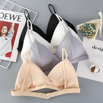 Дамски памучен сутиен Едноцветно бельо Френски стил Bralette Безшевно бельо Сутиен Без тел Бельо Push Up Секси сутиени