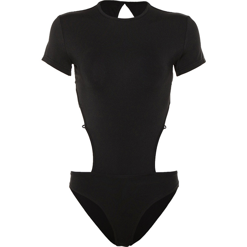 Σέξι εξώπλατη ολόσωμη φόρμα απλή μονόχρωμη στρογγυλή λαιμόκοψη κοντό μανίκι Λεπτό πουκάμισο 2020 νέο dropshipping club