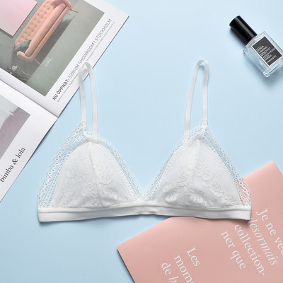 Bralette sexy Sutien fără căptușeală fără fir Lenjerie de corp pentru femei Topuri de somn moale și confortabile Sutien din dantelă franceză Sutiene intime Lenjerie Sutiene din satin