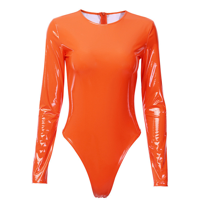 Body din piele PU, sexy, cu mânecă lungă, cu decolteu O, bodycon subțire 2019, toamnă iarnă, body streetwear pentru femei, body de petrecere pentru club