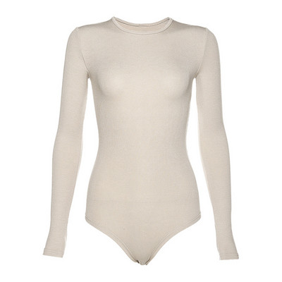 Body subțire pentru femei, sexy, la modă solidă, skinny, bodycon, pentru femei, cu mâneci lungi, cu gât în formă de O, ocazional, negru, bej, pentru femei.