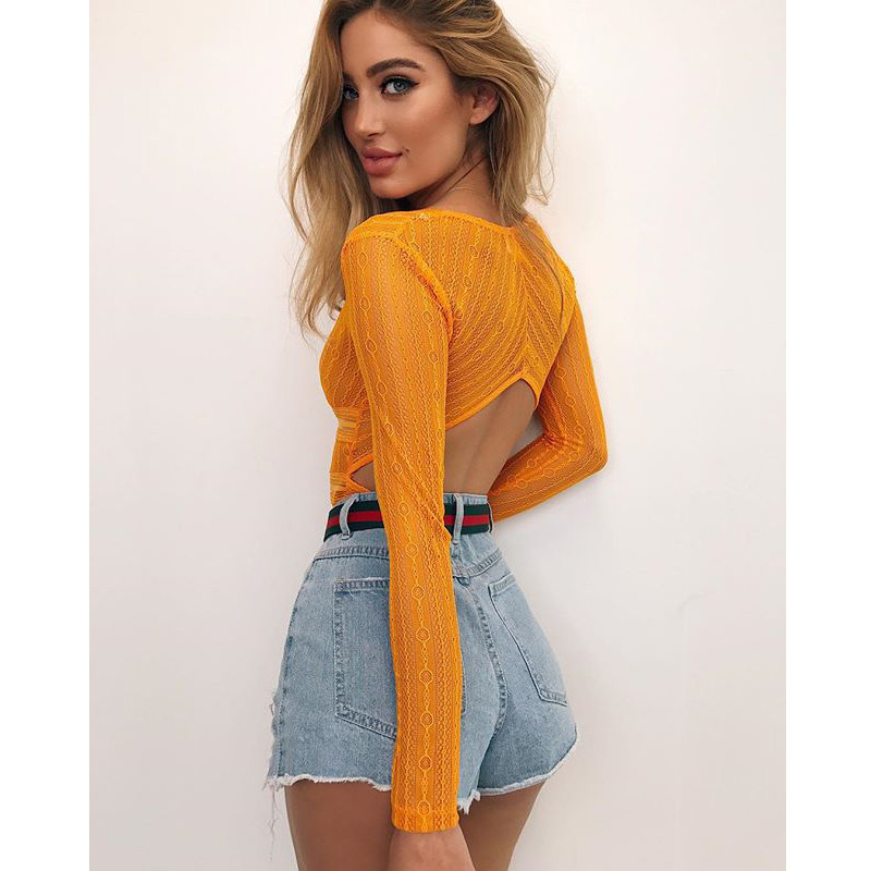 Body slim casual din dantelă pentru femei 2019 vara cu mâneci lungi din dantelă elegant barlot Skinny Hot Party Body XZ275
