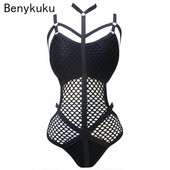 Gotic femei negru tricot pur plasă plasă de baie sexy femei costum de baie dintr-o bucată costum de baie pentru baie pentru femeie salopetă de baie nou