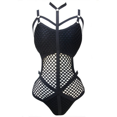 Gotic femei negru tricot pur plasă plasă de baie sexy femei costum de baie dintr-o bucată costum de baie pentru baie pentru femeie salopetă de baie nou