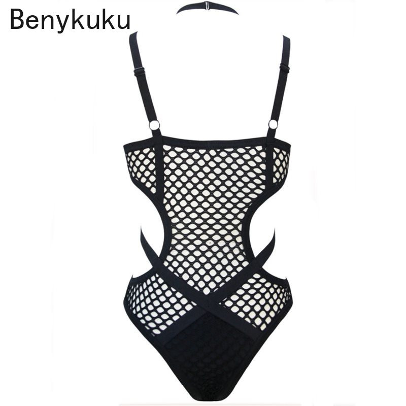 Gotic femei negru tricot pur plasă plasă de baie sexy femei costum de baie dintr-o bucată costum de baie pentru baie pentru femeie salopetă de baie nou
