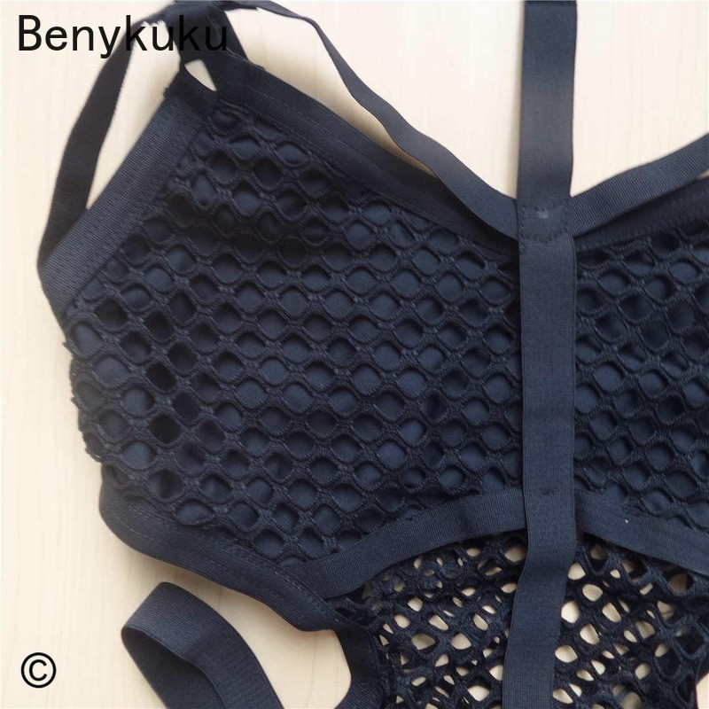 Gotic femei negru tricot pur plasă plasă de baie sexy femei costum de baie dintr-o bucată costum de baie pentru baie pentru femeie salopetă de baie nou