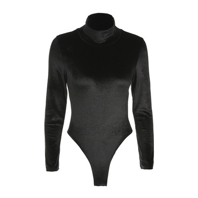 Must Turtleneck Velvet Bodysuit Naiste Jumpsuit Paks Romper Talv 2018 Sügisülikond pikkade varrukatega naiste mängukombinesoon