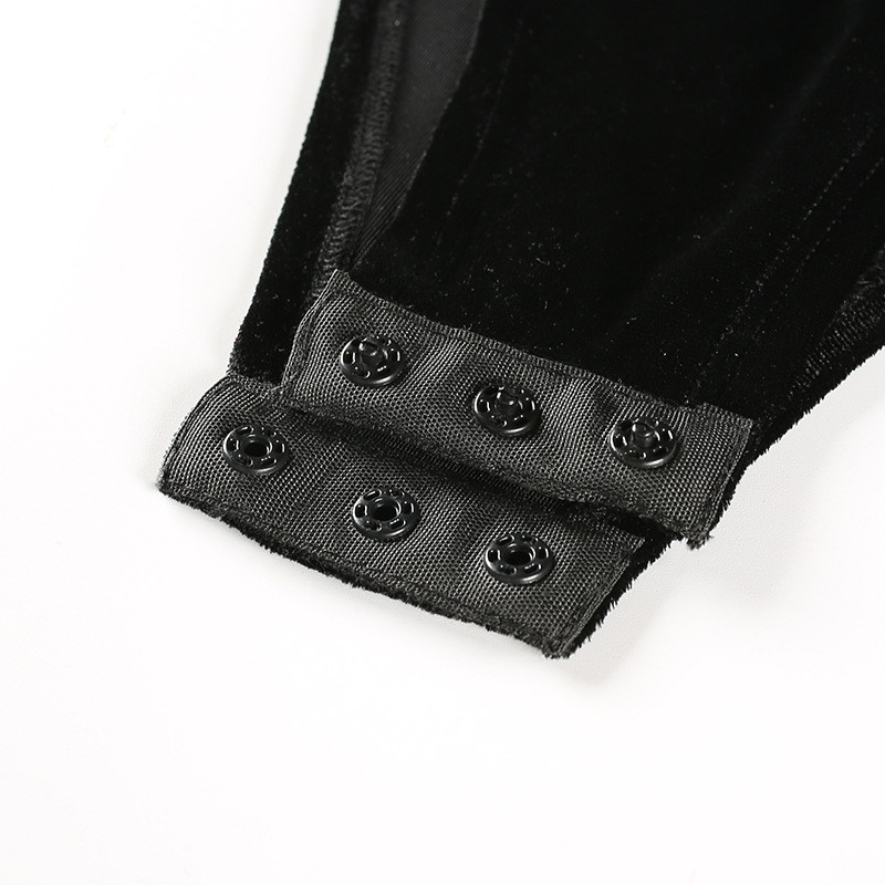 Must Turtleneck Velvet Bodysuit Naiste Jumpsuit Paks Romper Talv 2018 Sügisülikond pikkade varrukatega naiste mängukombinesoon