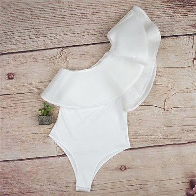 Costum de baie sexy pentru femei, cu umăr dezactivat, cu volane, costum de baie, monokini, tanga