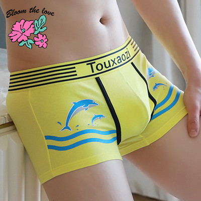 [Bloom the love] Brand Dolphin Waves Cotton Underwear Men Boxer Homme Mens Boxers Panties Man Cuecas Masculina Comfortable M-3XL
