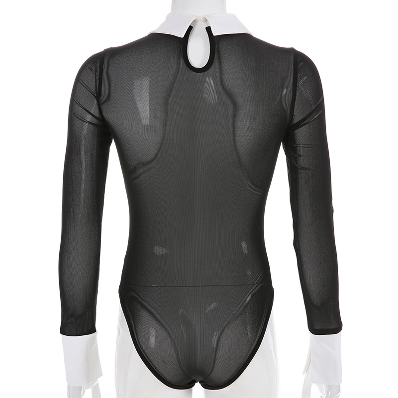 Body Rockmore cu mâneci lungi, cu mâneci lungi, cu panouri, pentru femei, cu guler răsturnat, cu scobitură, pentru femei, costum de toamnă