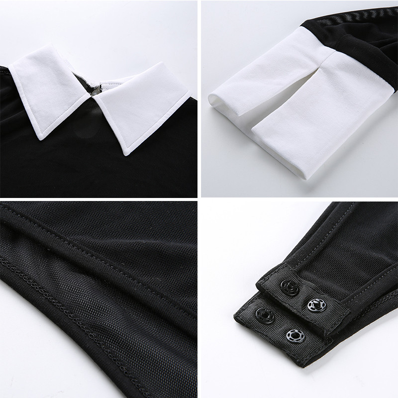 Body Rockmore cu mâneci lungi, cu mâneci lungi, cu panouri, pentru femei, cu guler răsturnat, cu scobitură, pentru femei, costum de toamnă