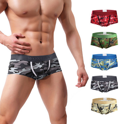 WOXUAN Fashion Camouflage Print Men Casual Big  Pouch Boxers Shorts  Мъжко бельо Гащи
