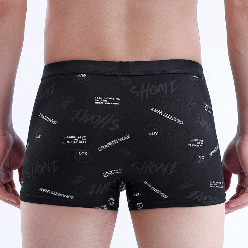 [Bloom the love] Alphabet Graffiti Lenjerie de corp Bărbați Boxer Homme Boxeri pentru bărbați Chiloți Bărbați Cuecas Masculina Calzoncillos Hombre L-3XL