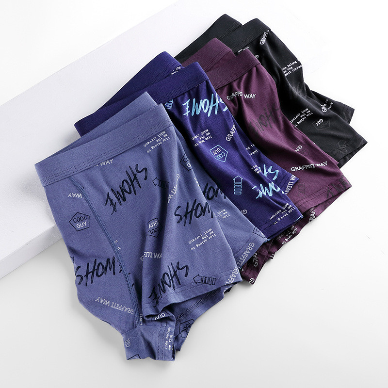 [Bloom the love] Alphabet Graffiti Lenjerie de corp Bărbați Boxer Homme Boxeri pentru bărbați Chiloți Bărbați Cuecas Masculina Calzoncillos Hombre L-3XL