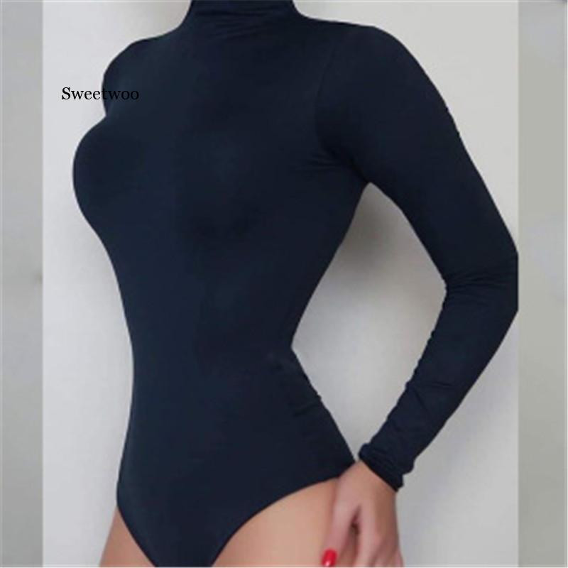 Salopete de corp de toamnă la modă nouă, salopetă pentru femei, 2020, sexy, pentru damă, cu gât rotic, cu mânecă lungă, body body, body scurt subțire