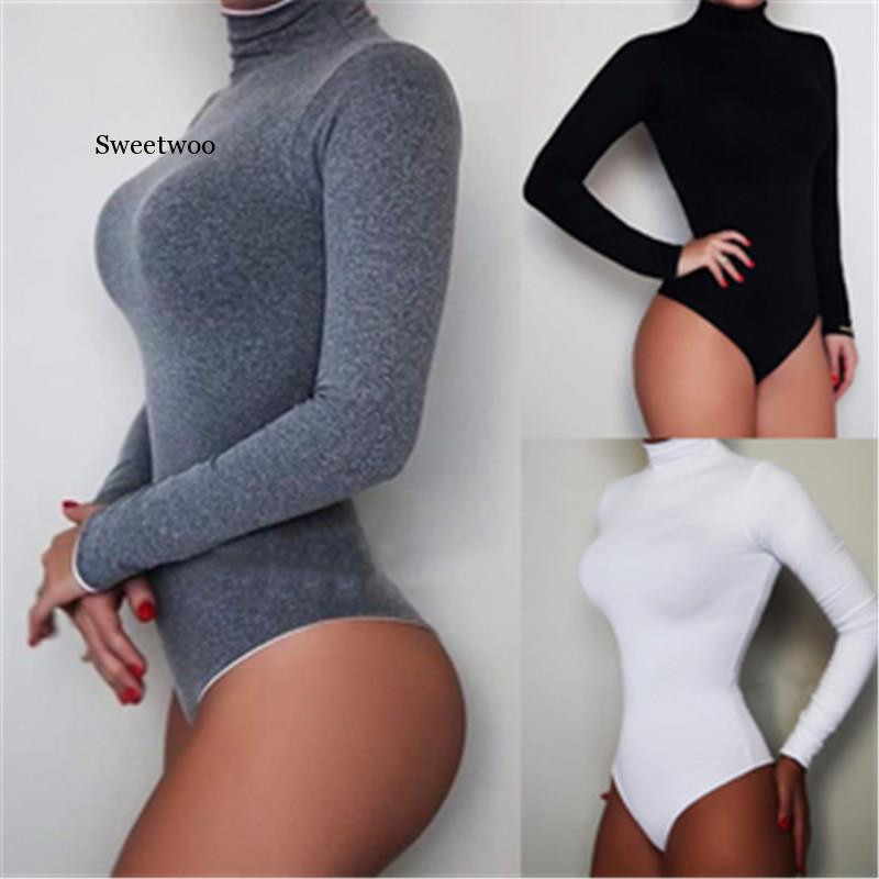 Salopete de corp de toamnă la modă nouă, salopetă pentru femei, 2020, sexy, pentru damă, cu gât rotic, cu mânecă lungă, body body, body scurt subțire